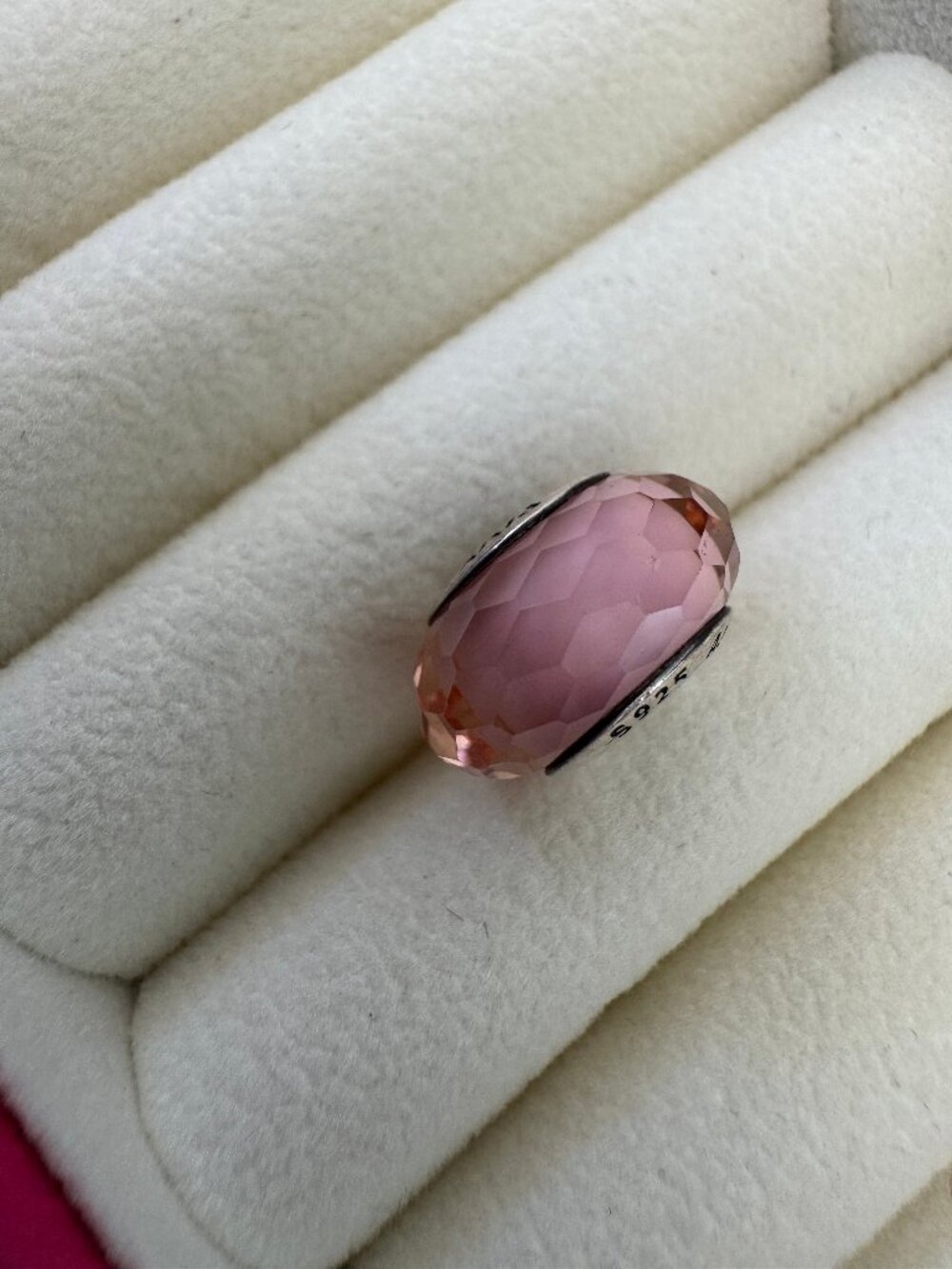 Pandora Pink Faceted Murano Glass Charm Sterling Silver S925 ALE Bead
